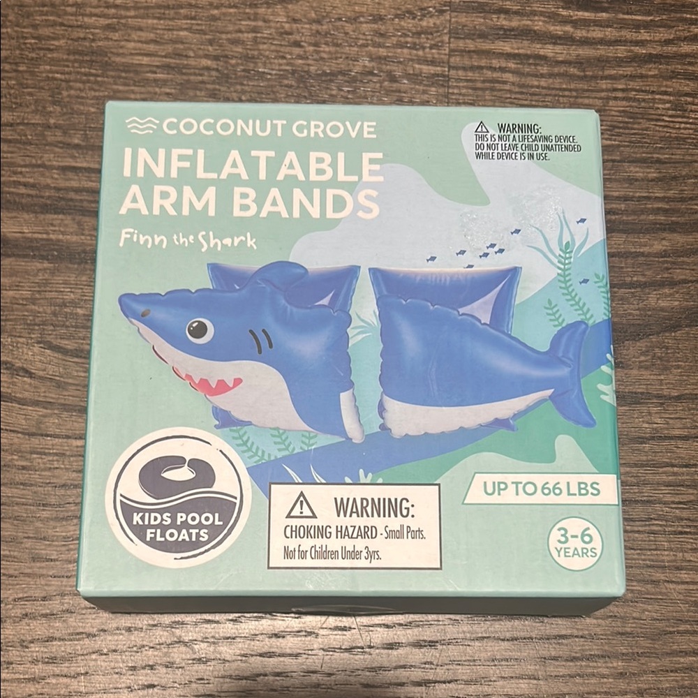 Coconut Grove Inflatable Shark Arm Bands Floaties. NEW